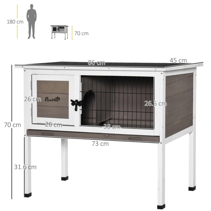 Brown Wooden Small Animal Hutch with Asphalt Roof 86 x 45 x 70 cm