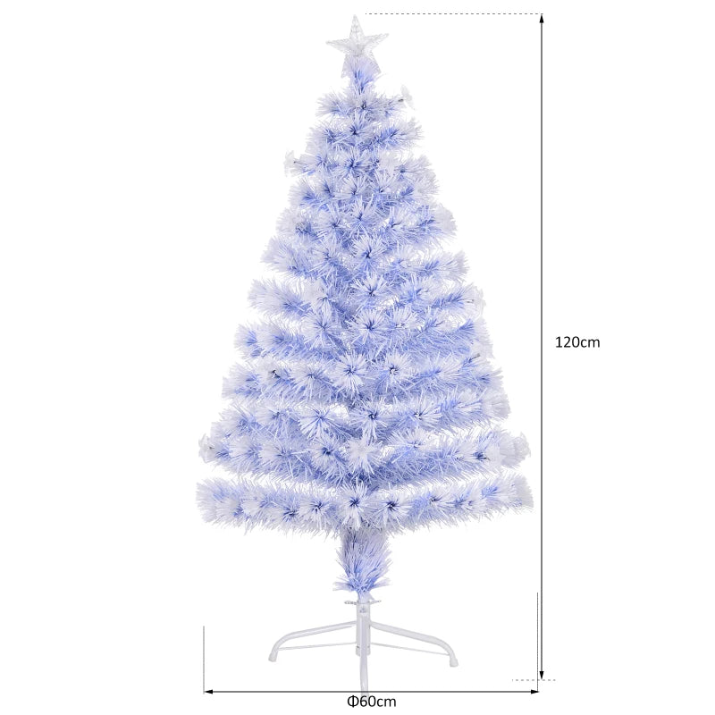 4FT Pre-Lit White Blue Fibre Optic Christmas Tree with LED Lights