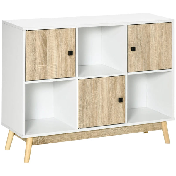 6-Cube Natural Storage Cabinet with Doors for Dining & Living Room