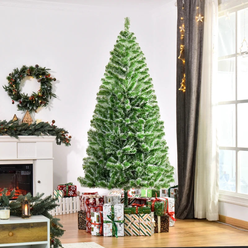 7FT Green Artificial Christmas Tree with Metal Stand