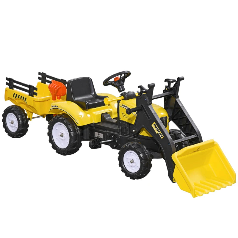 Yellow Kids Pedal Go Kart Excavator