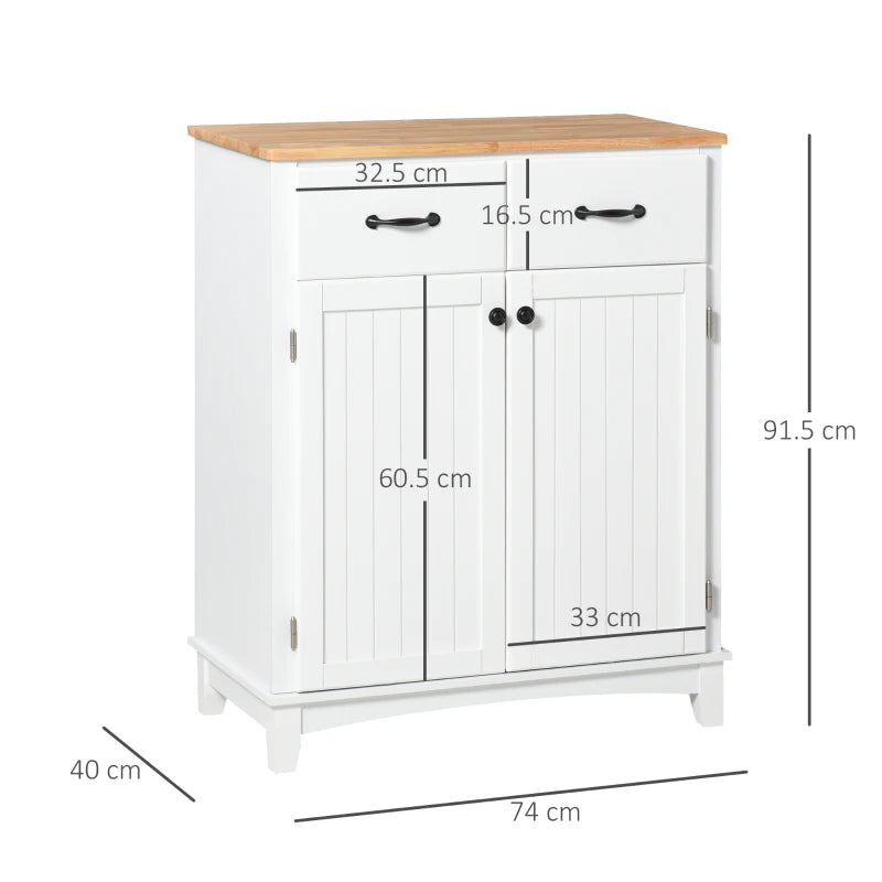 White Wooden Kitchen Storage Cabinet with Drawers