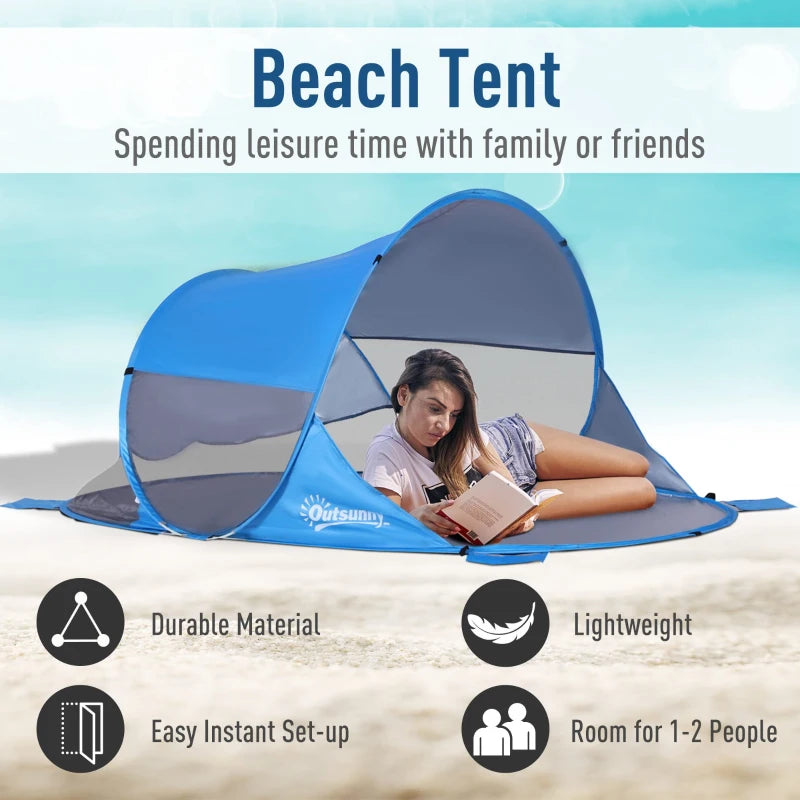 Blue Fibreglass Frame 2-Person Pop-Up Camping Tent