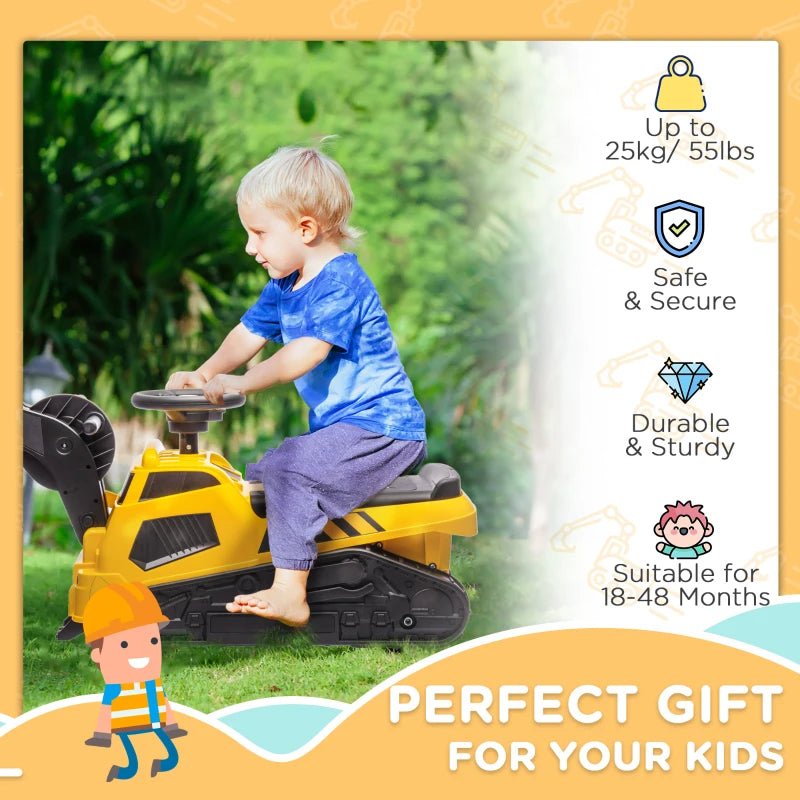 Yellow 3-in-1 Ride-On Construction Vehicle for Toddlers