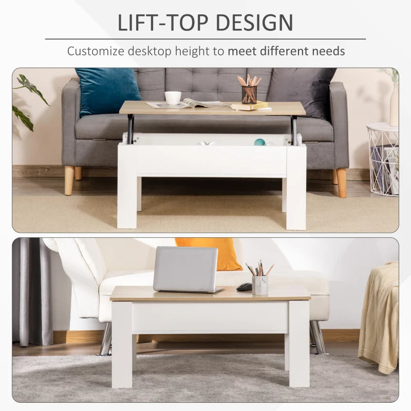 Modern White Lift-Top Coffee Table with Hidden Storage