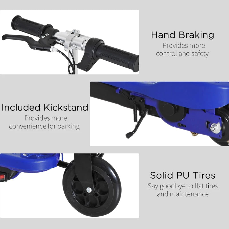 Blue/Black Folding Electric Kids Scooter for Ages 7-14