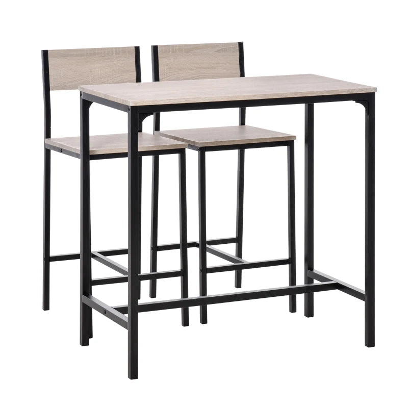 3-Piece Industrial Oak Tone Table Stool Set