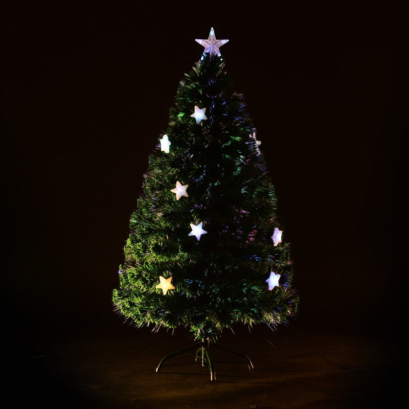 4FT Green Fibre Optic Christmas Tree with LED Star Lights