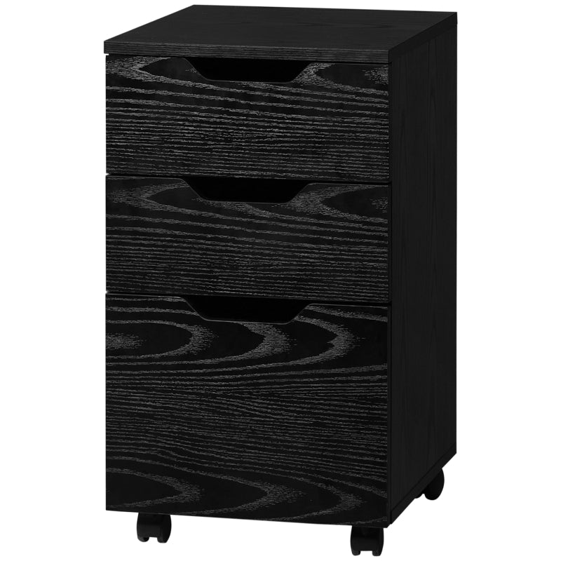 Black 3-Drawer Rolling Storage Cabinet for Home Office