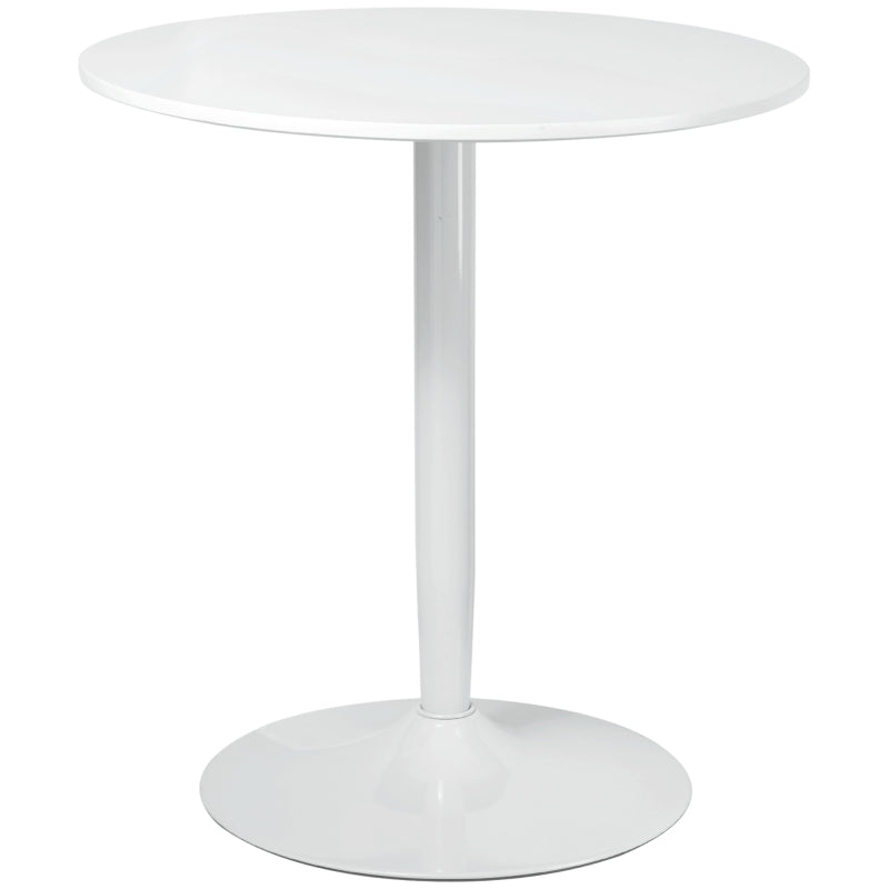 White Round Dining Table with Steel Base - Modern Small Dining Room Table