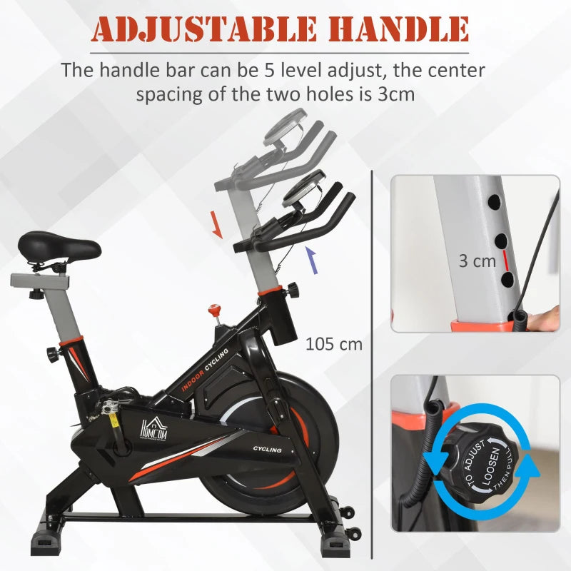 Black Stationary Exercise Bike with Adjustable Resistance and LCD Monitor
