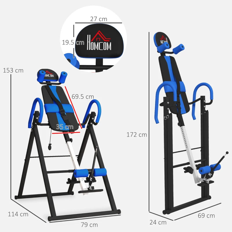 Blue Inversion Table with Safety Belt for Muscle Pain Relief