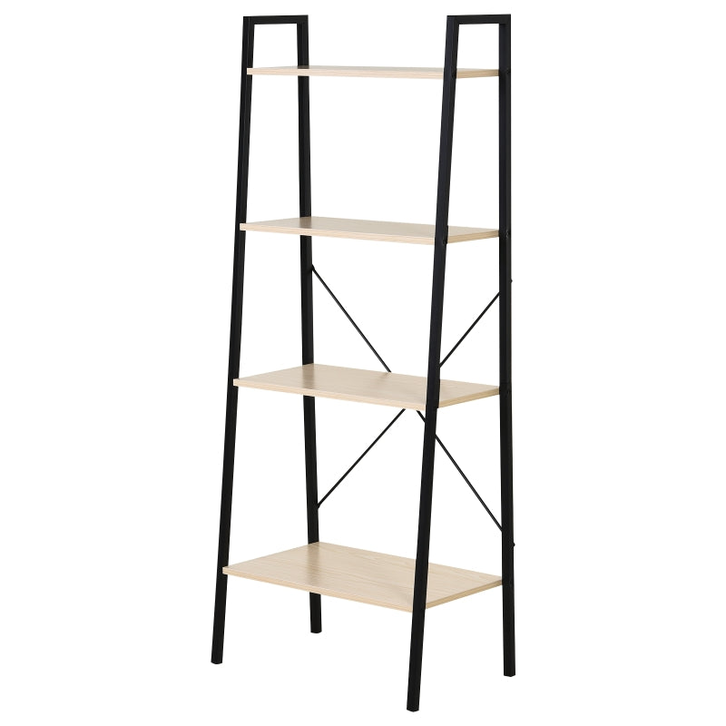 4-Tier Black Wooden Ladder Shelf
