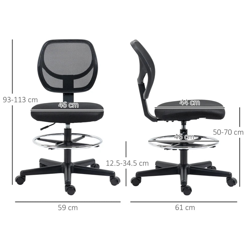 Black Ergonomic Mesh Standing Desk Chair with Adjustable Footrest