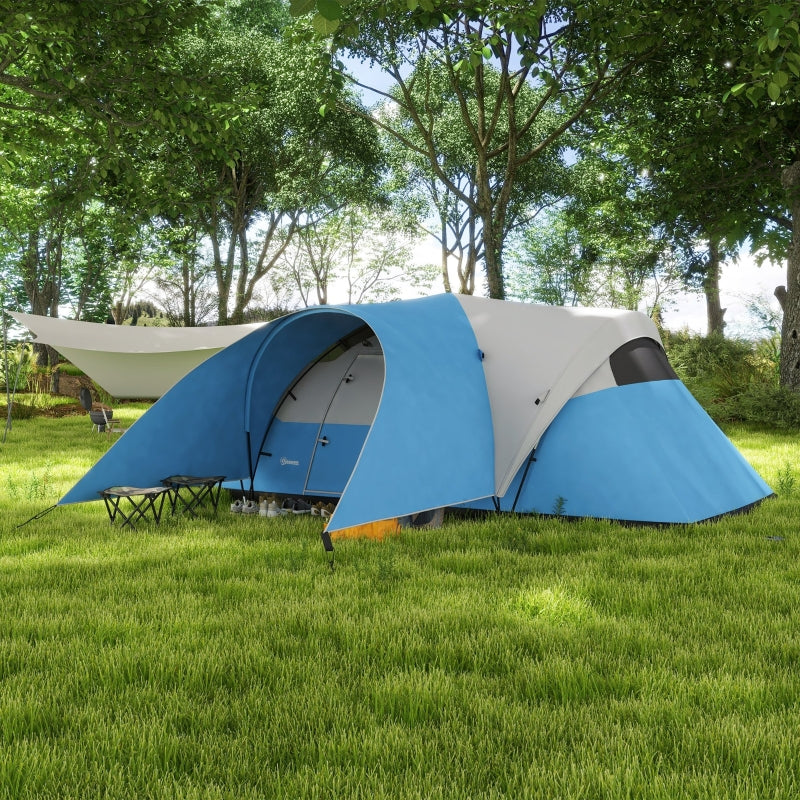 Blue 3000mm Waterproof Camping Tent for 5-6 People with Porch and Groundsheet