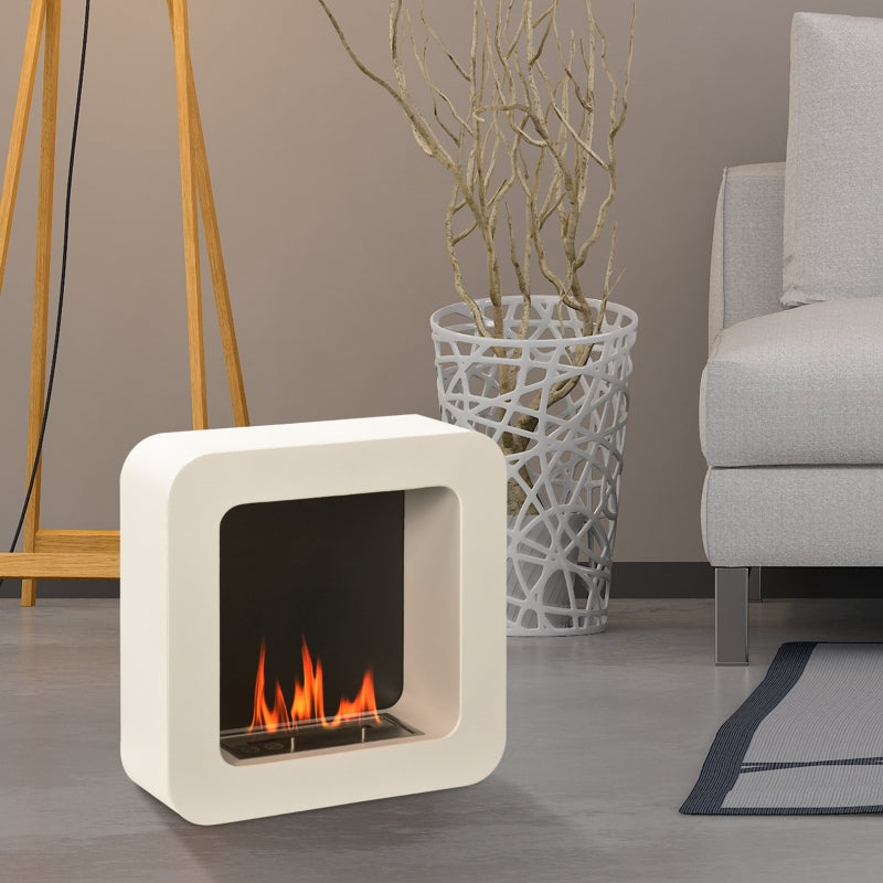 White Wall Mounted Bioethanol Fireplace - 1L Tank, 2.5 Hour Burn Time