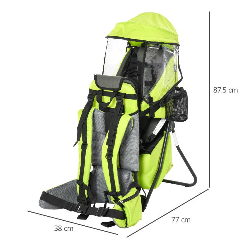 Green Baby Hiking Backpack Carrier with Hip Seat & Rain Cover