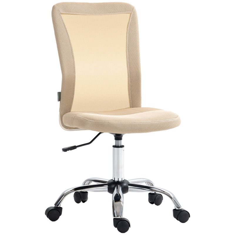 Beige Mesh Office Chair with Adjustable Height and Swivel Wheels