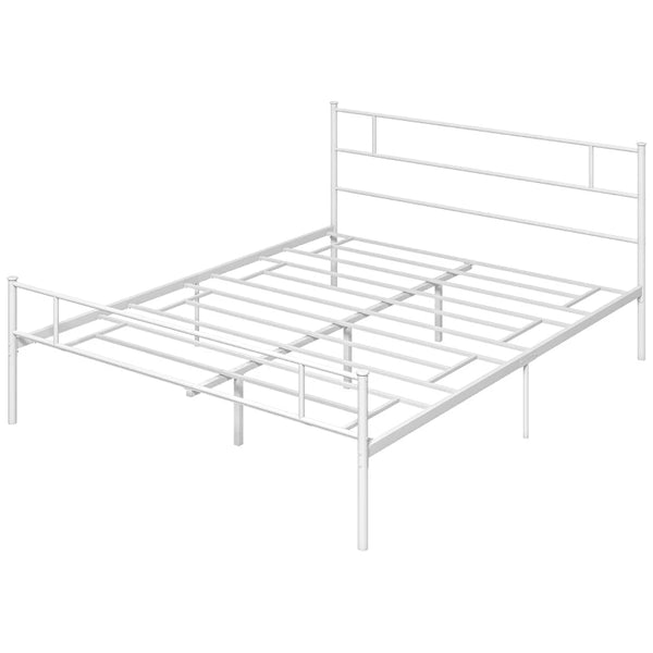 Metal King Bed Frame with Headboard, Footboard, and Storage - Black