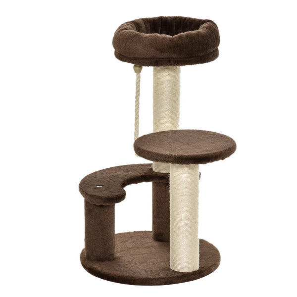 Brown 65cm Cat Tree with Sisal Scratching Posts and Perches