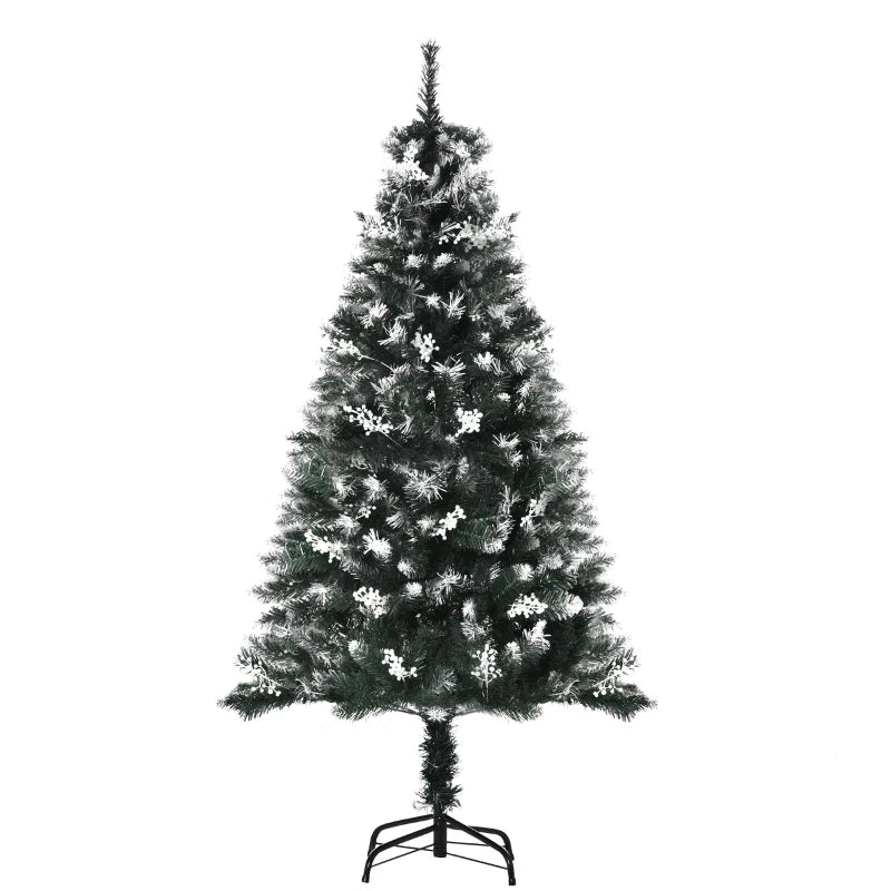 5FT Snow-Dipped Christmas Tree | White Berries & Star Topper | Indoor Xmas Decor