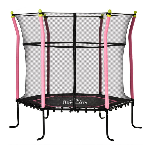 5.2FT Pink Kids Trampoline with Enclosure Net - Indoor/Outdoor Mini Trampoline for Ages 3-10