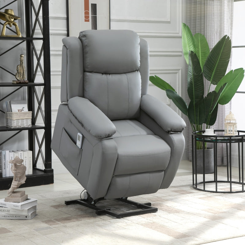 Grey Electric Power Lift Recliner Chair with Vibration Massage and Remote Control