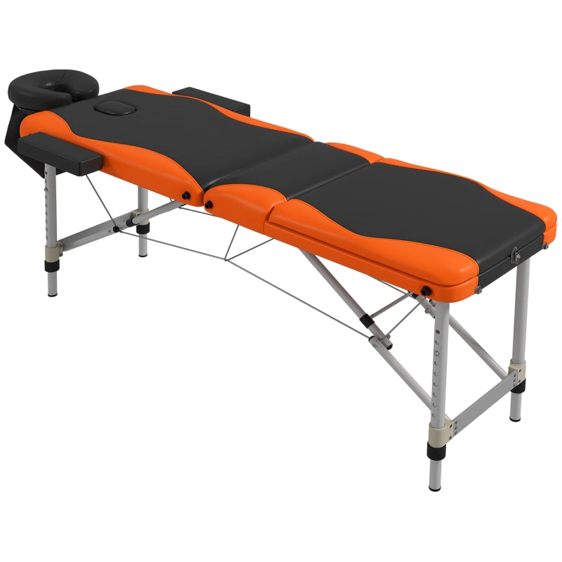 Foldable Black and Orange Massage Table for Salon and Spa