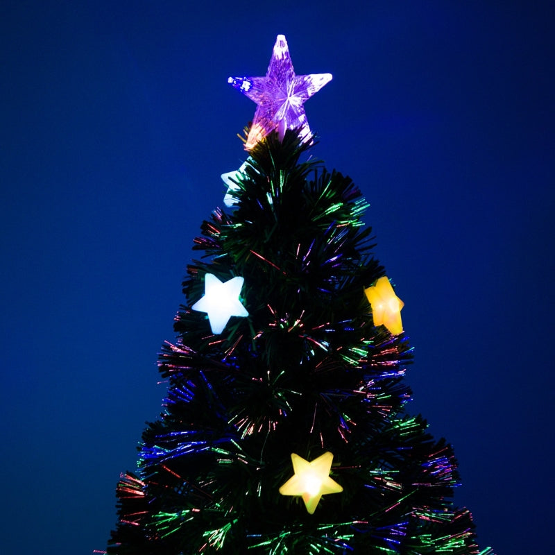 4FT Green Fibre Optic Christmas Tree with LED Star Lights