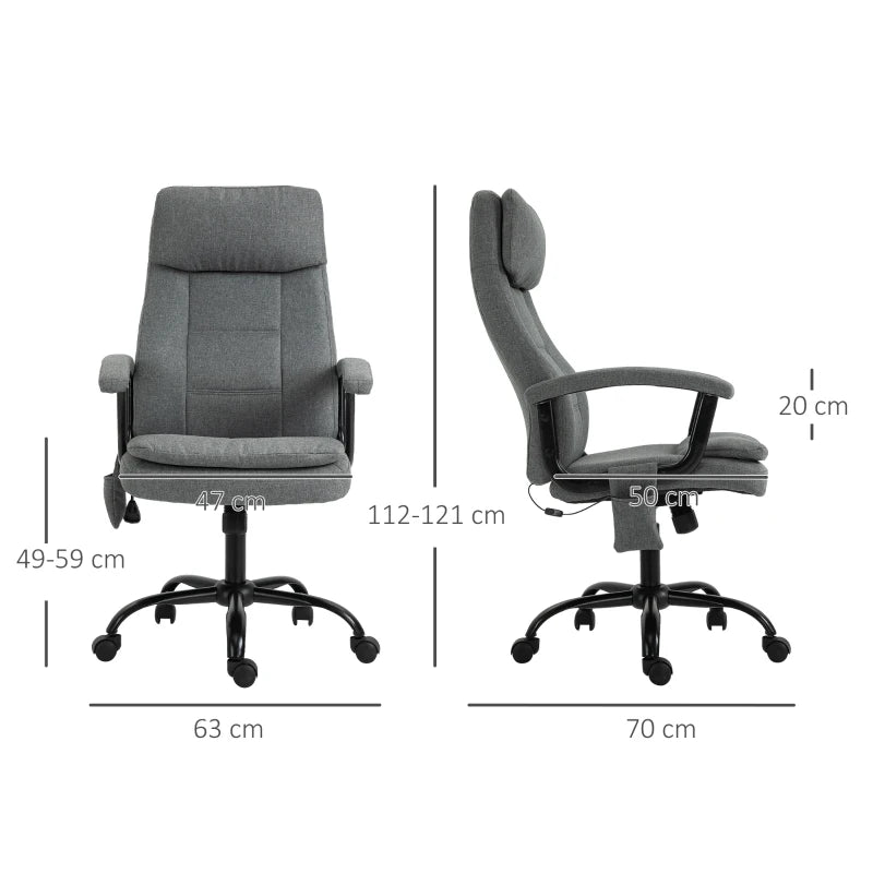 Grey Linen Office Chair with Lumbar Massage & Adjustable Height