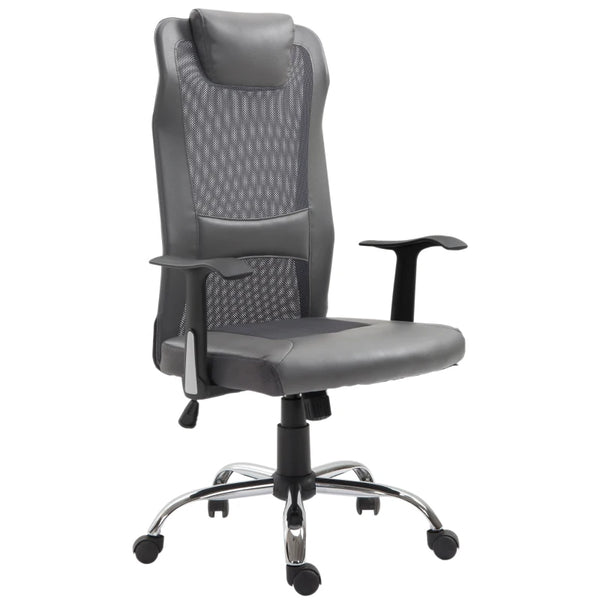 Grey Mesh & PU Leather Office Swivel Chair with Adjustable Height