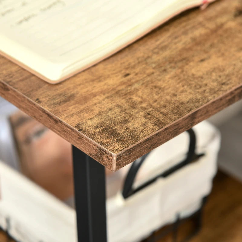 Industrial Black and Rustic Brown Computer Desk with Storage