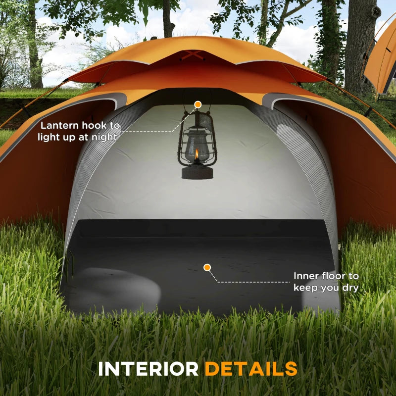 Orange Aluminium Frame Camping Dome Tent, 2000mm Waterproof, 1-2 Person