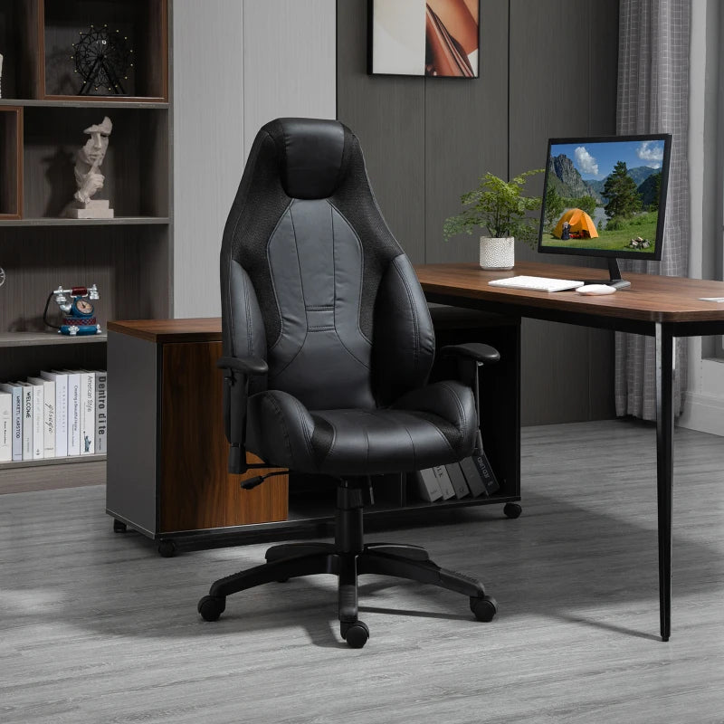 Black Mesh Racing Gaming Chair with High Back & Swivel Wheels