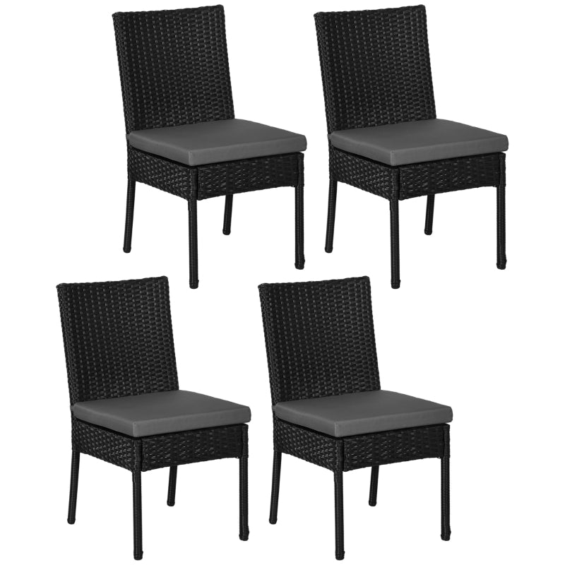 Black Rattan Garden Chairs Set of 4