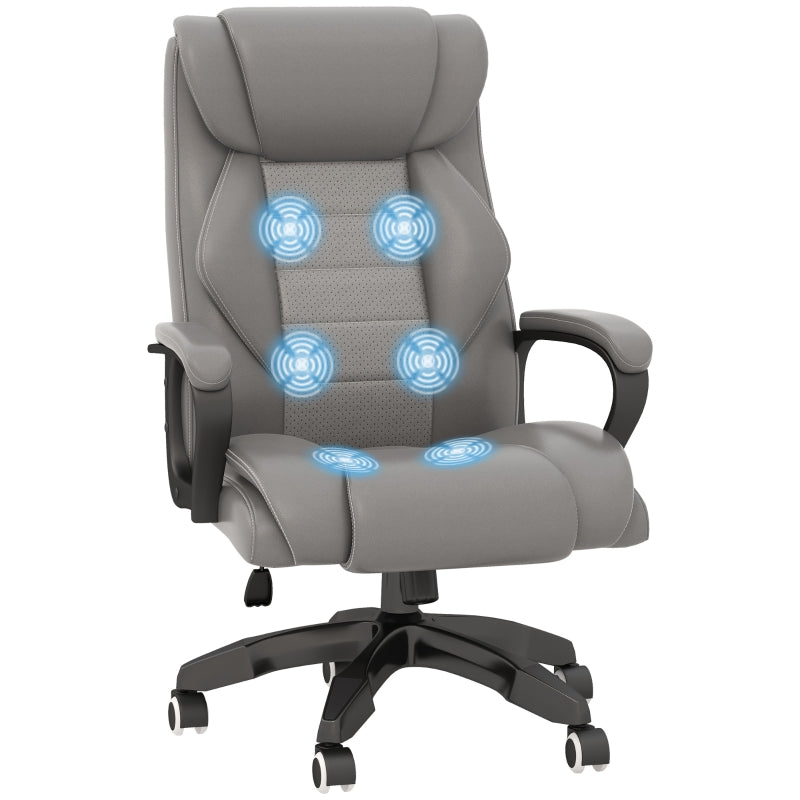 Grey High Back Executive Office Chair with Vibration Massage