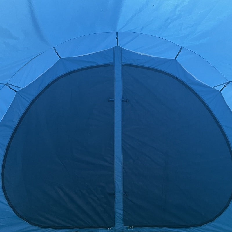 6-Person Blue Tunnel Camping Tent with Two Rooms and Carry Bag