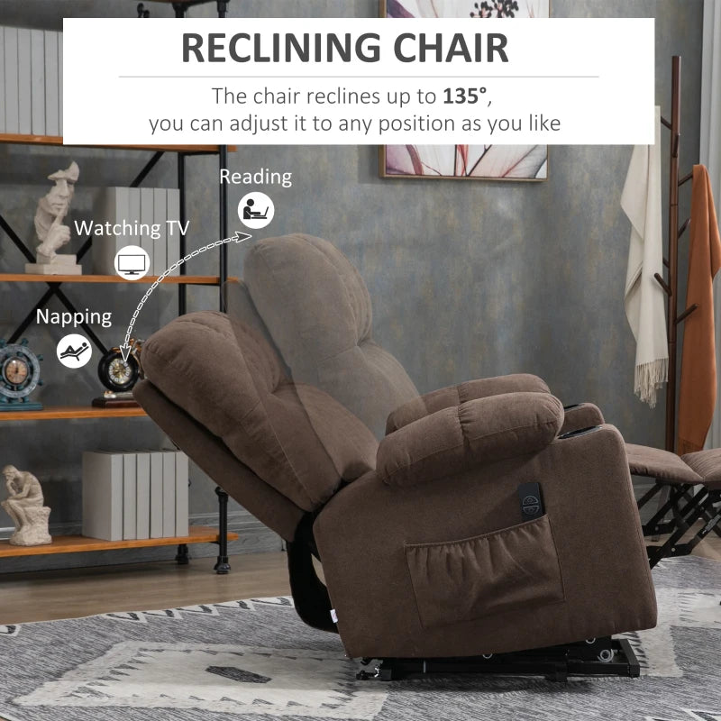 Dark Brown Electric Power Lift Recliner Chair for Elderly with Remote Control