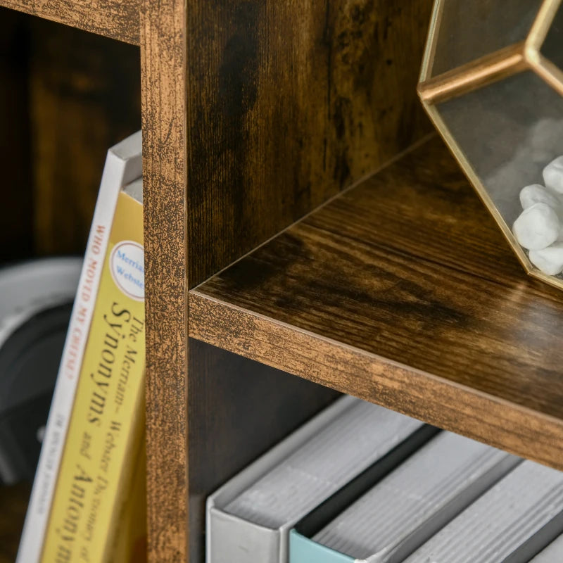 Rustic Brown Industrial Cube Bookshelf for Home Office