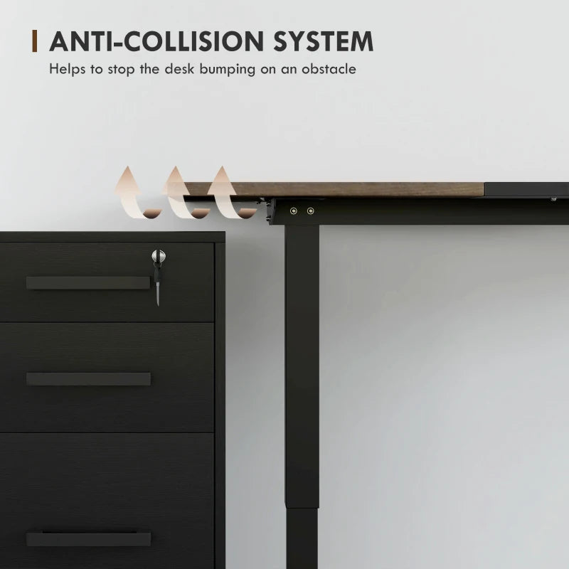 Black Adjustable Electric Standing Desk with LED Display - 72-116cm