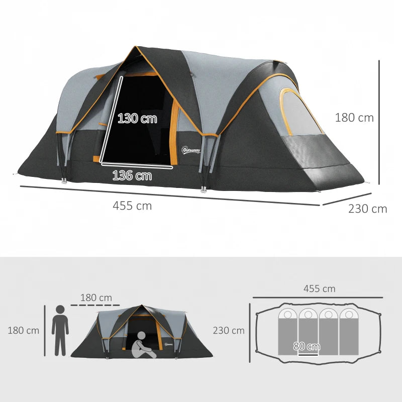 6-Person Multicolor Dome Camping Tent UV Protection Water Resistant