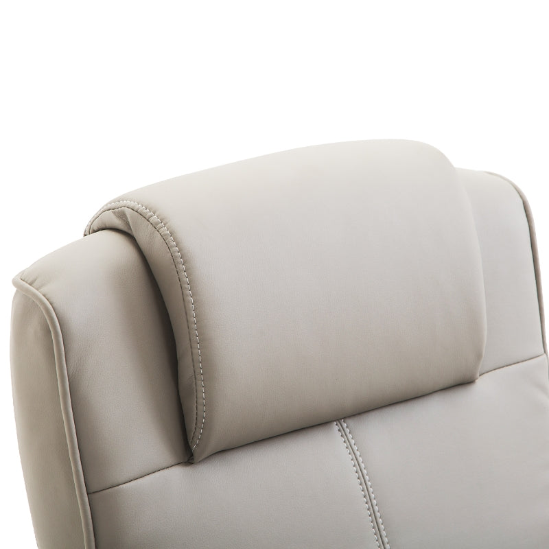 Grey Leather Swivel Recliner Chair with Footrest