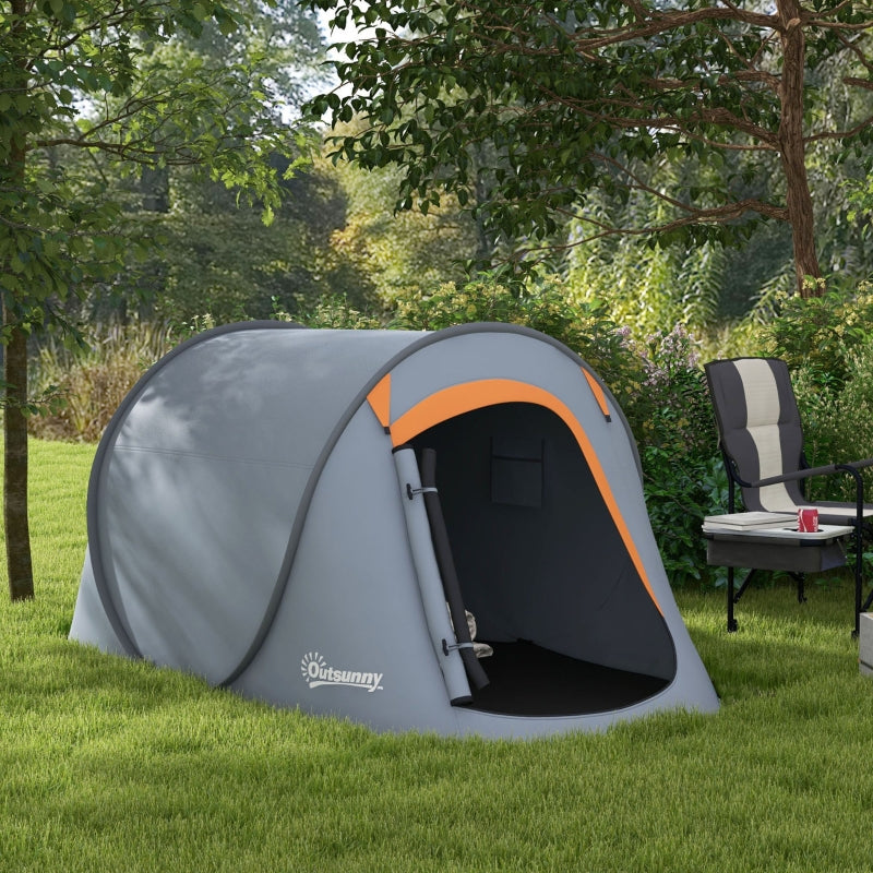 Grey 2-Person Pop-Up Camping Tent with Accessories