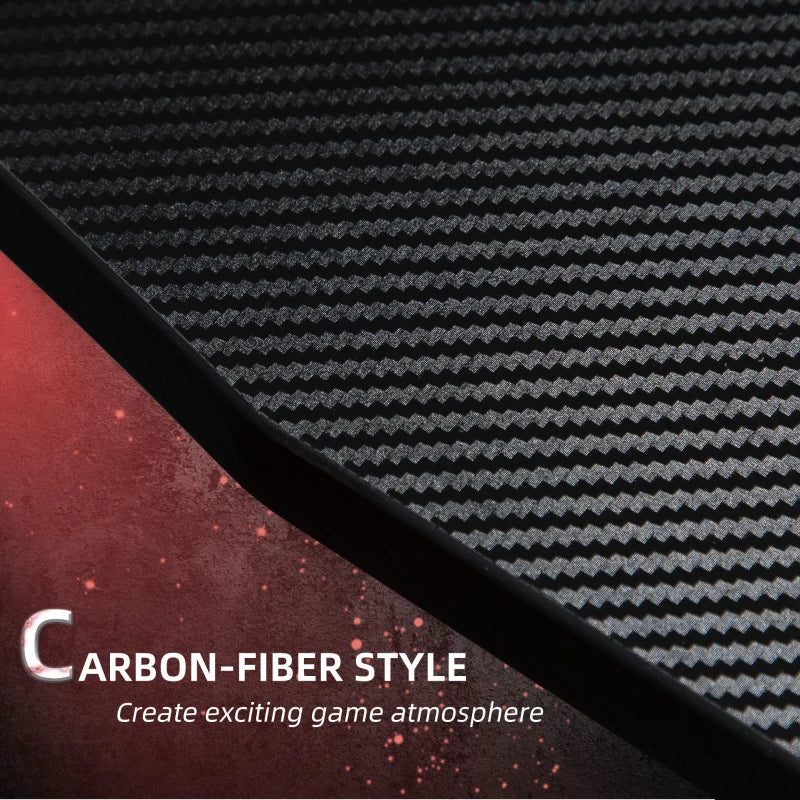 Carbon Fibre Gaming Desk, Black/Red, 122 x 66 cm