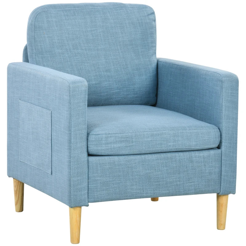 Blue Upholstered Modern Accent Chair for Living Room, Bedroom, Home Office