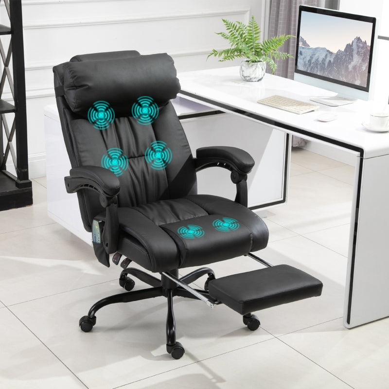 Black PU Leather Massage Office Chair with Footrest