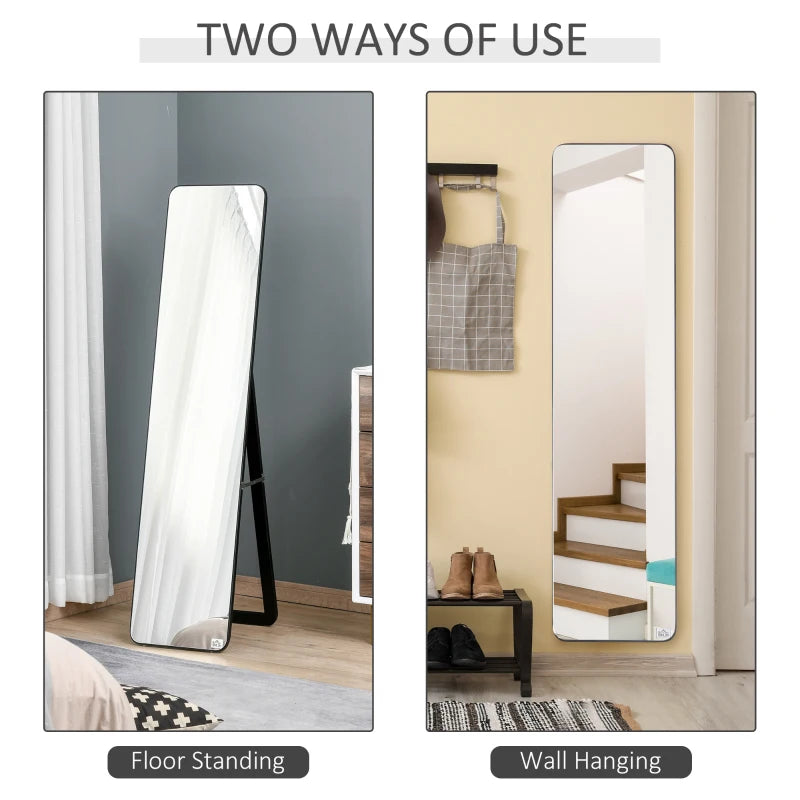 Black Full Length Mirror - Floor Standing or Wall Mount - Bedroom Dressing Mirror