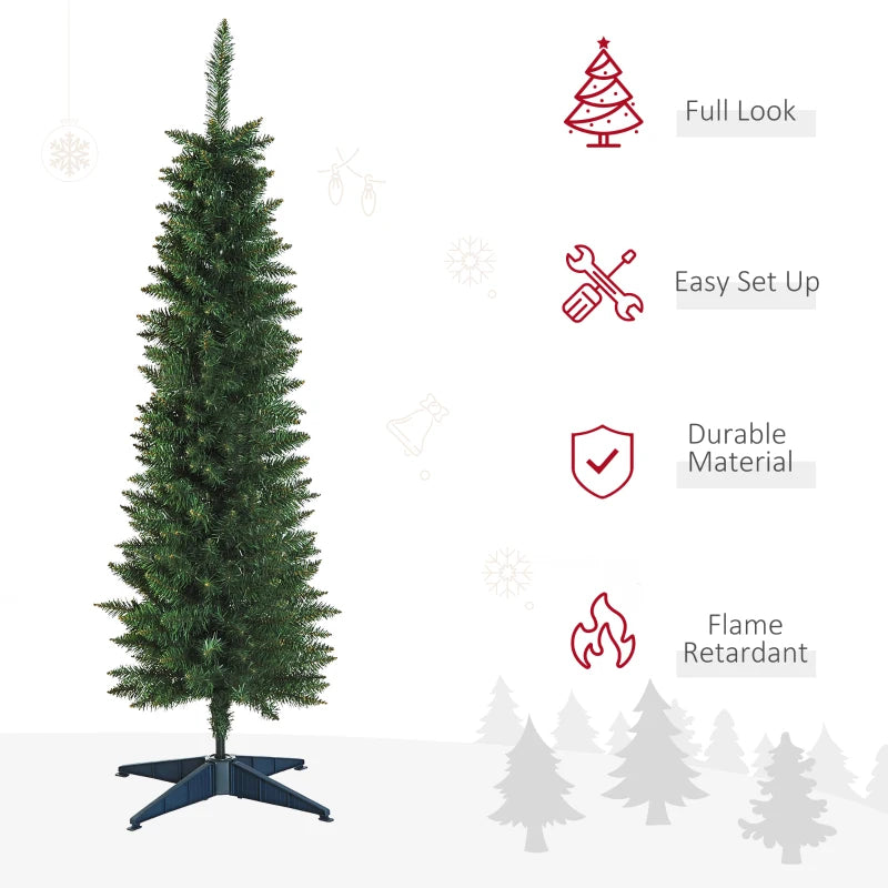 5ft Green Slim Artificial Christmas Tree with Sturdy Stand