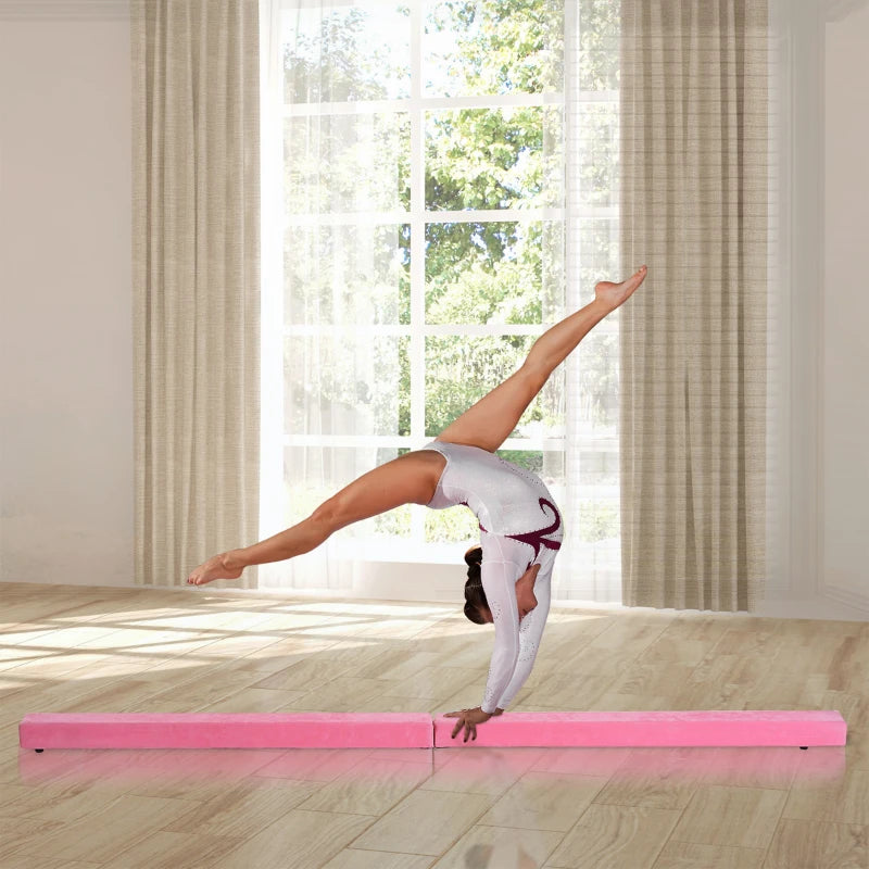 7FT Pink Folding Gymnastics Balance Beam for Home Training