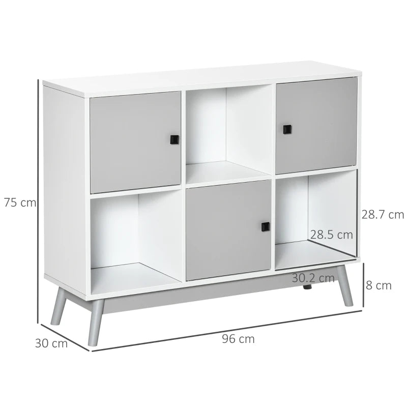 Grey 6-Cube Storage Cabinet with Doors for Dining & Living Room